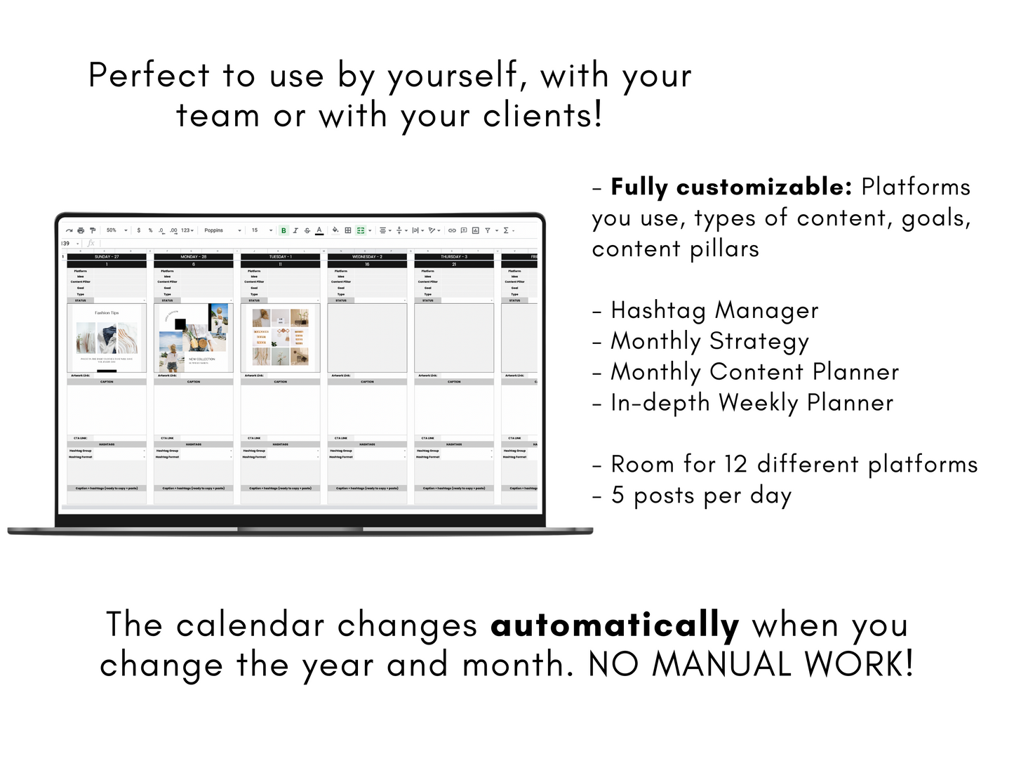Monthly Social Media Content Planner - Black