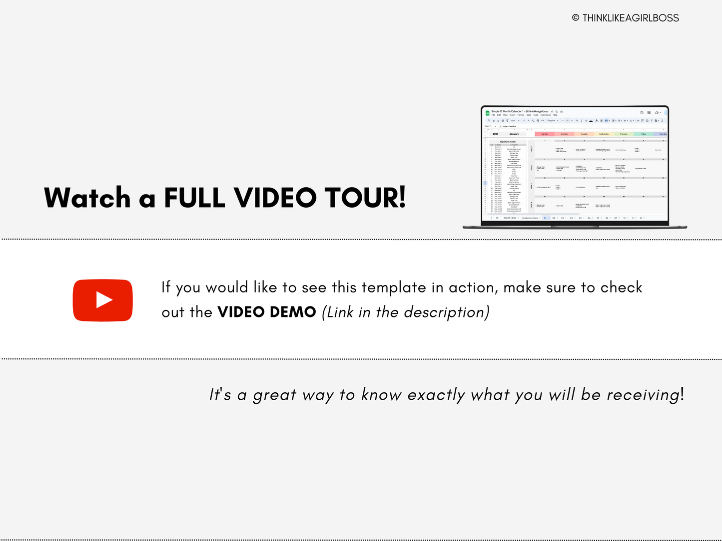 Simple 12 Month Calendar - V1 Rainbow