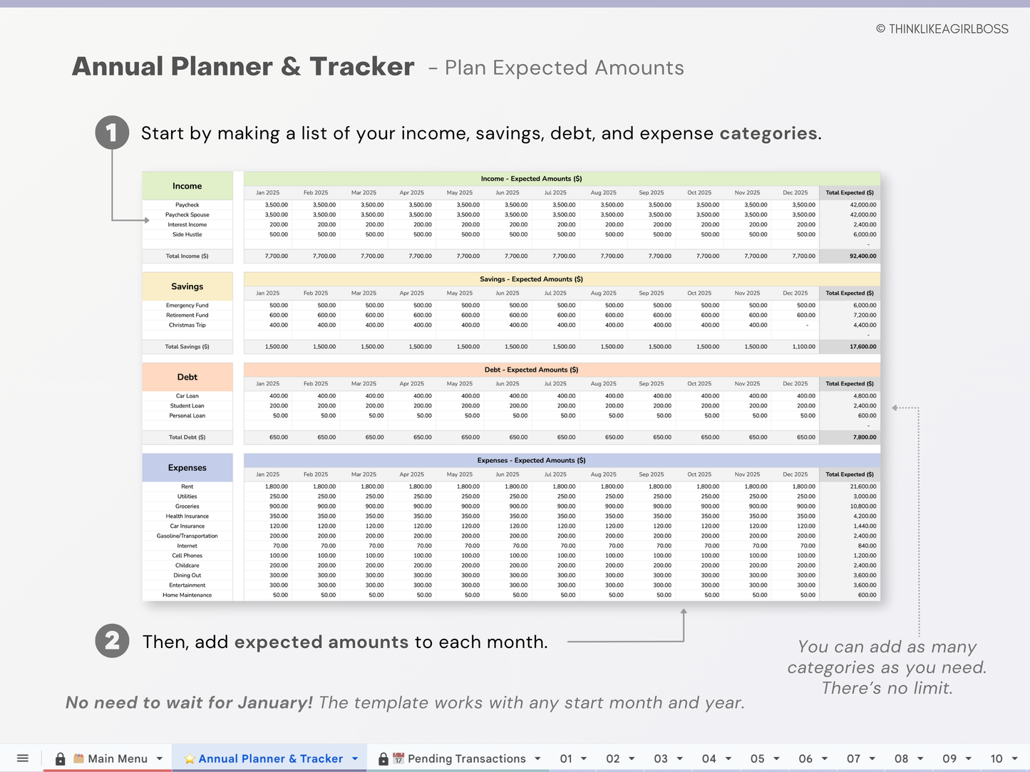 Annual Budget Spreadsheet - V1