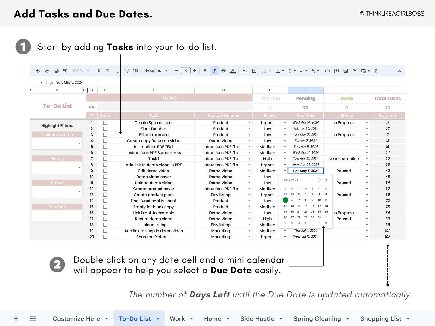 Digital To-Do List - V1 Pink