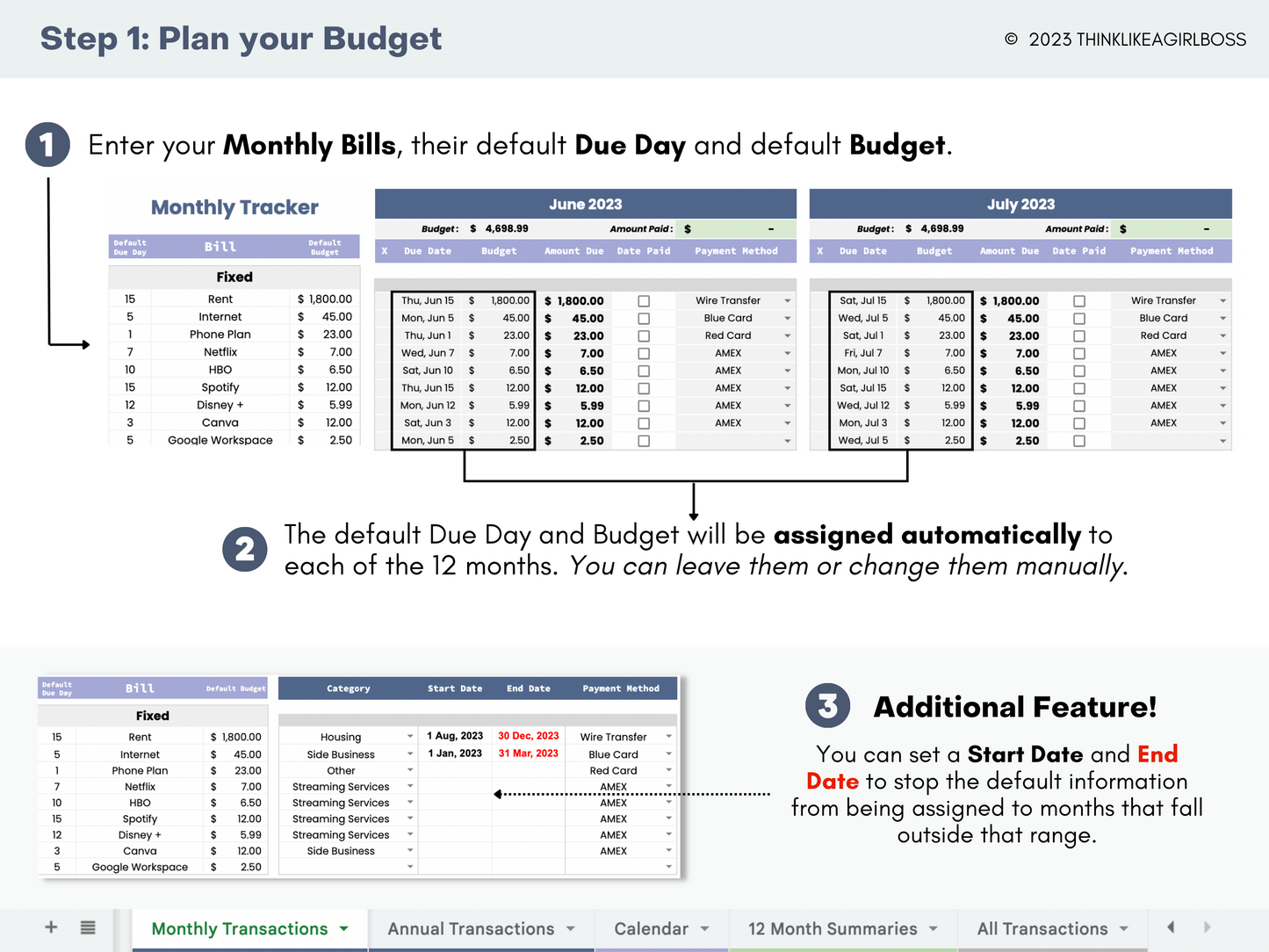 12 Month Bill Tracker & Calendar - V2