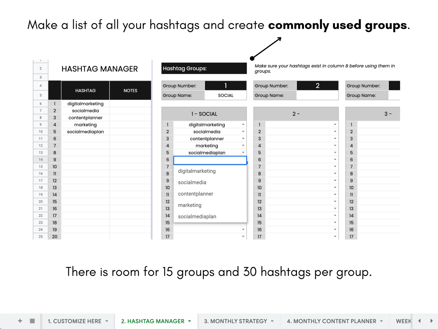 Monthly Social Media Content Planner - Black