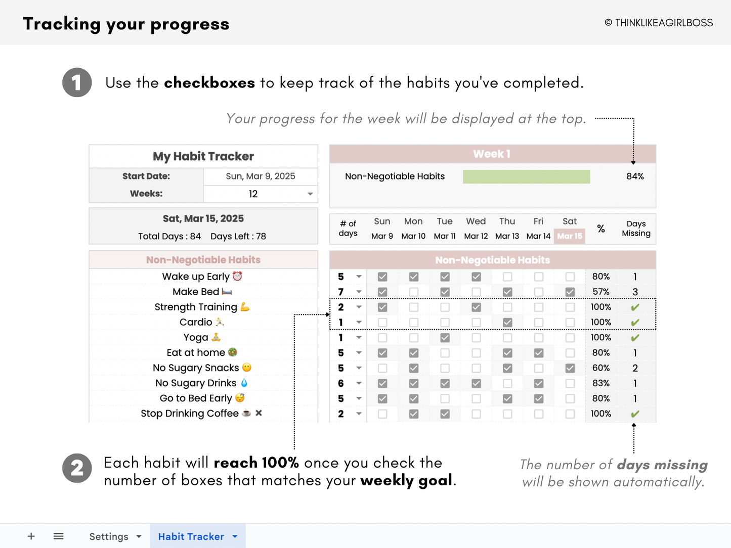 The Ultimate 12 Week Habit Tracker - V1 Pink