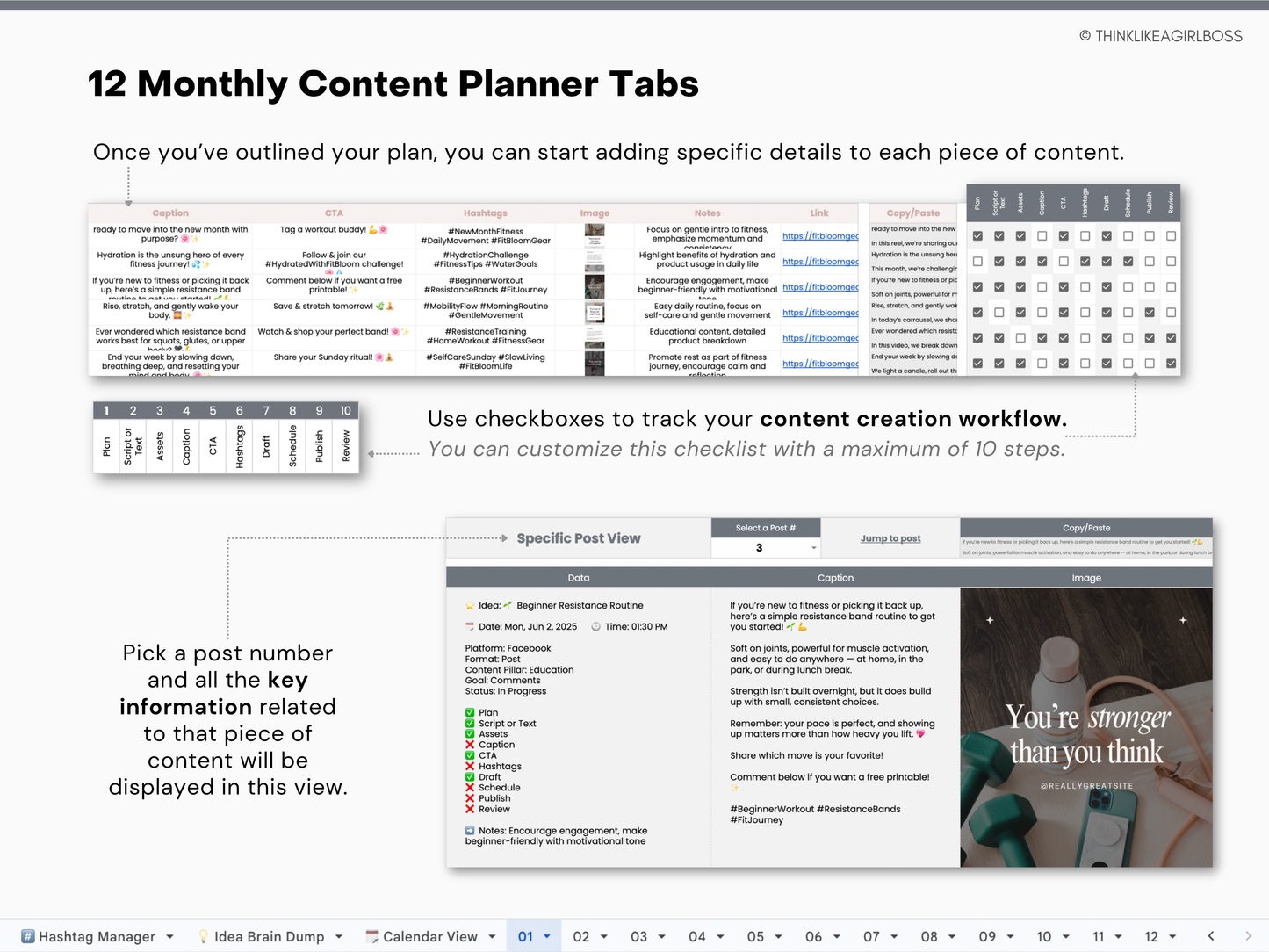 12 Month Social Media Content Planner - V1 Pink