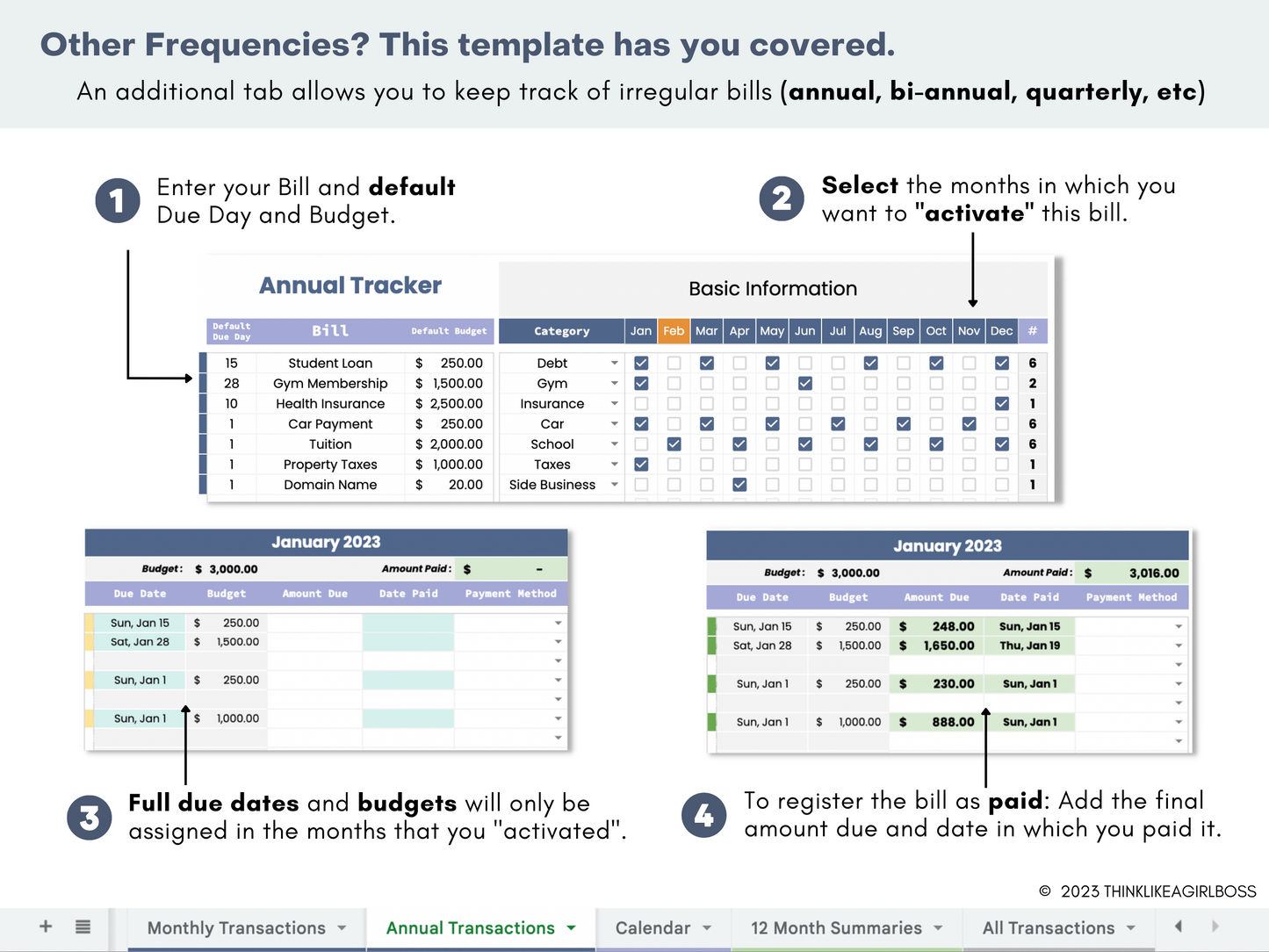 12 Month Bill Tracker & Calendar - V2