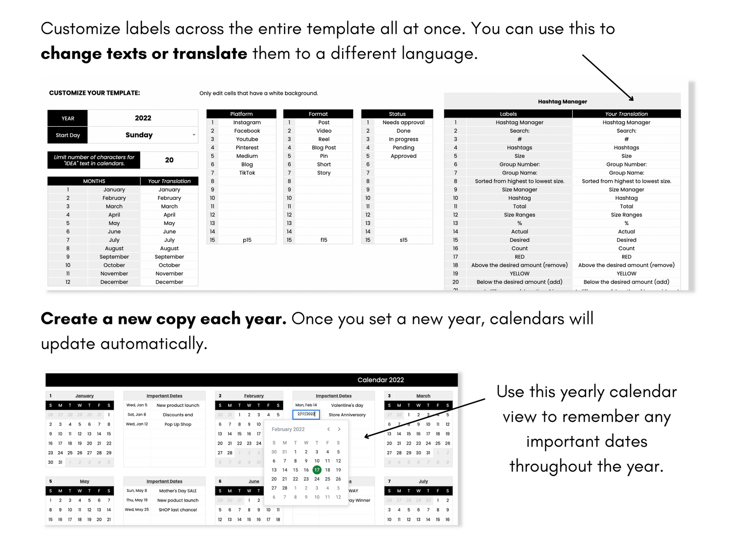 Yearly Social Media Content Planner