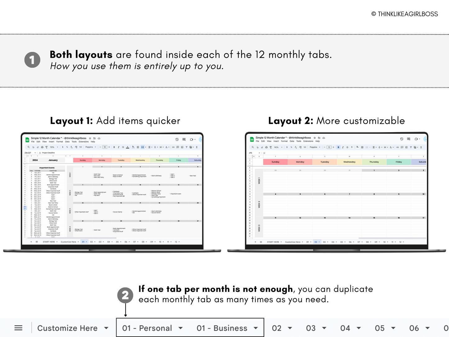 Simple 12 Month Calendar - V1 Rainbow