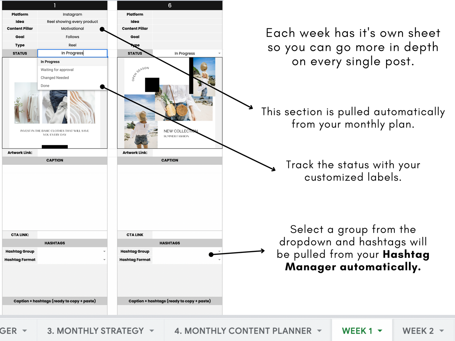 Monthly Social Media Content Planner - Black