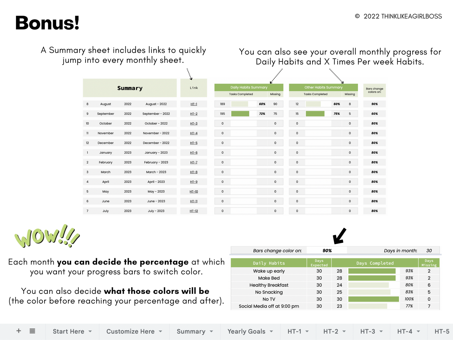 Habit Tracker - 12 Months - V2 Green