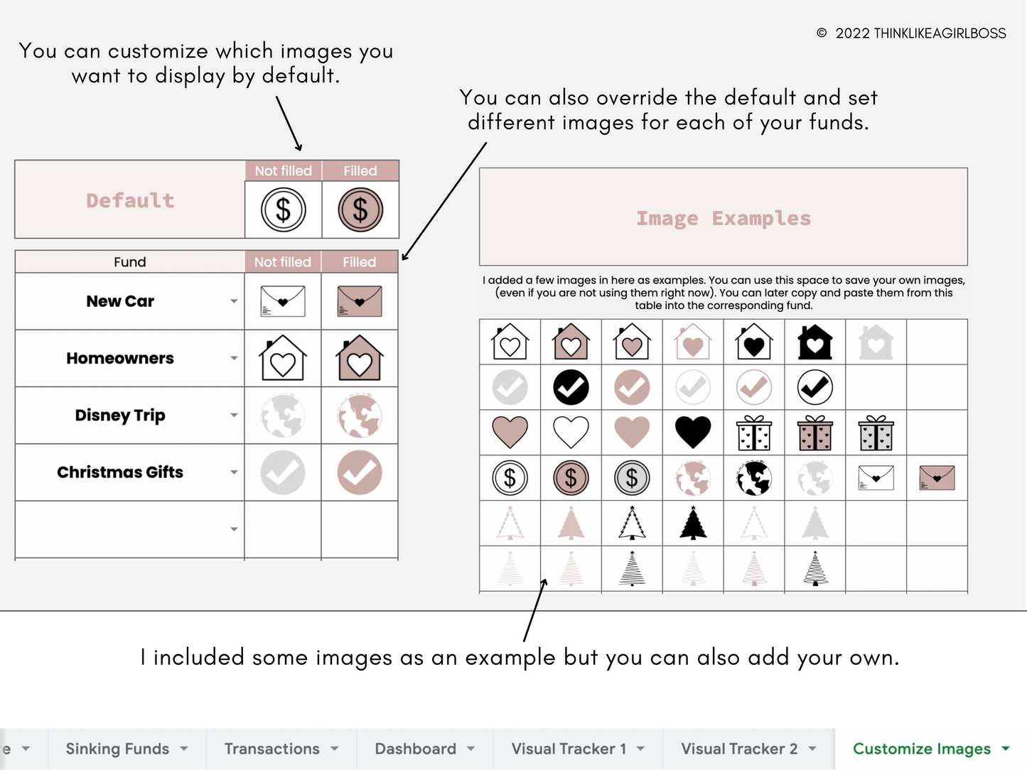 Sinking Funds Spreadsheet - V1 Pink