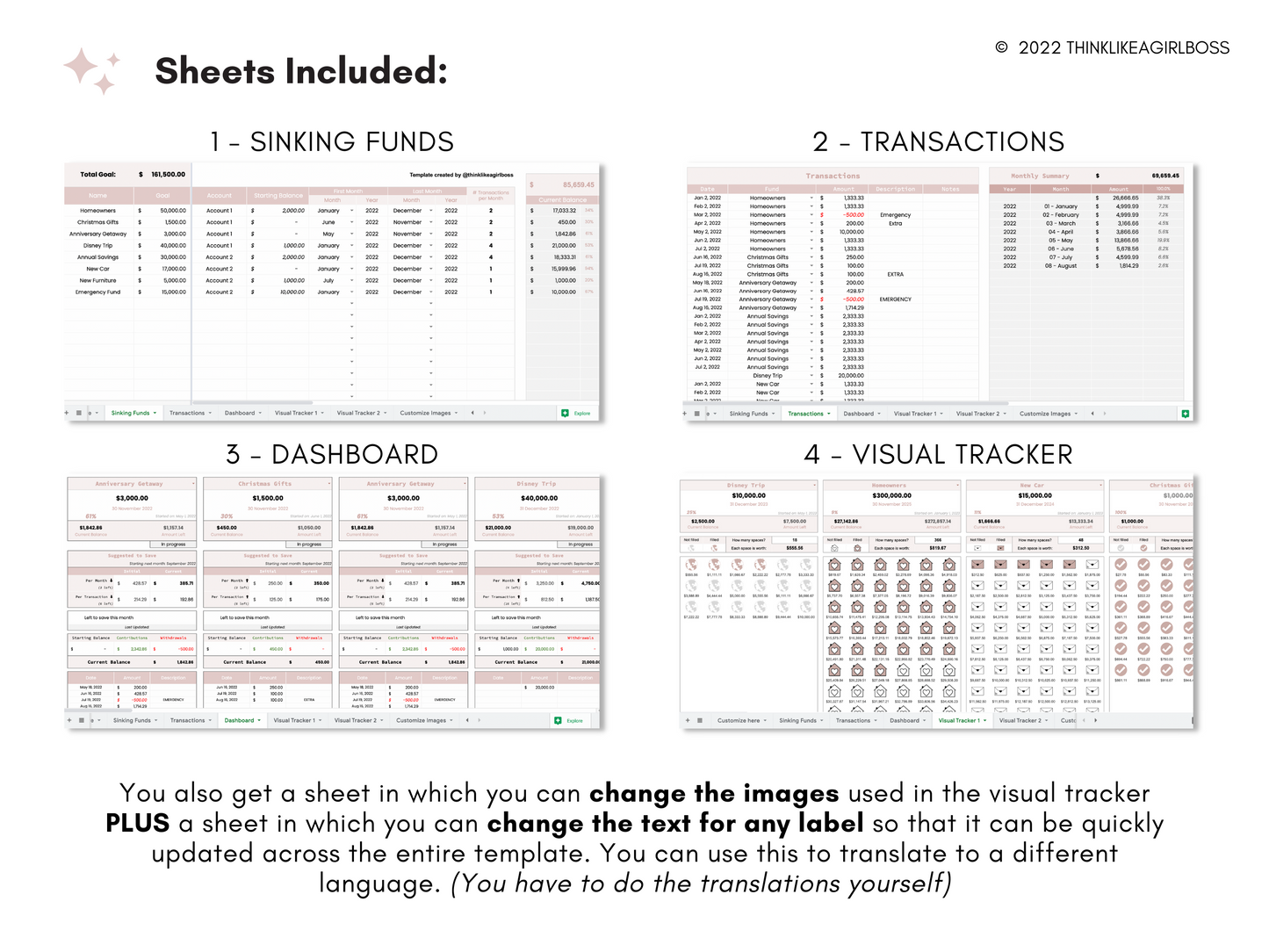 Sinking Funds Spreadsheet - V1 Pink
