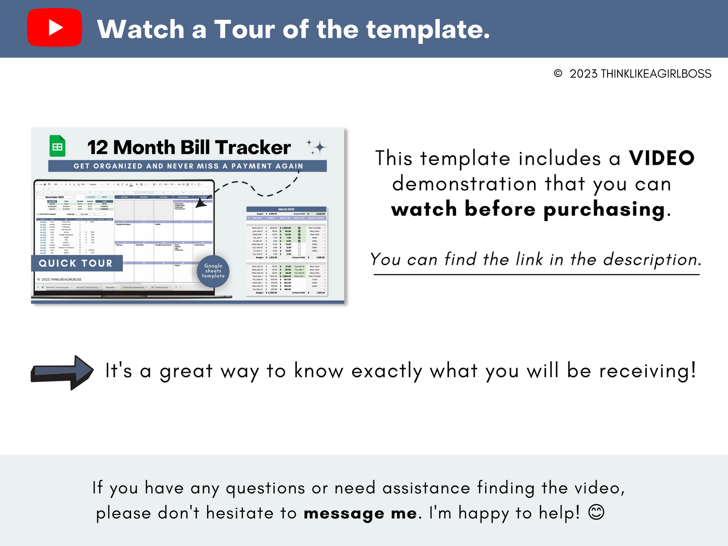 12 Month Bill Tracker & Calendar - V2