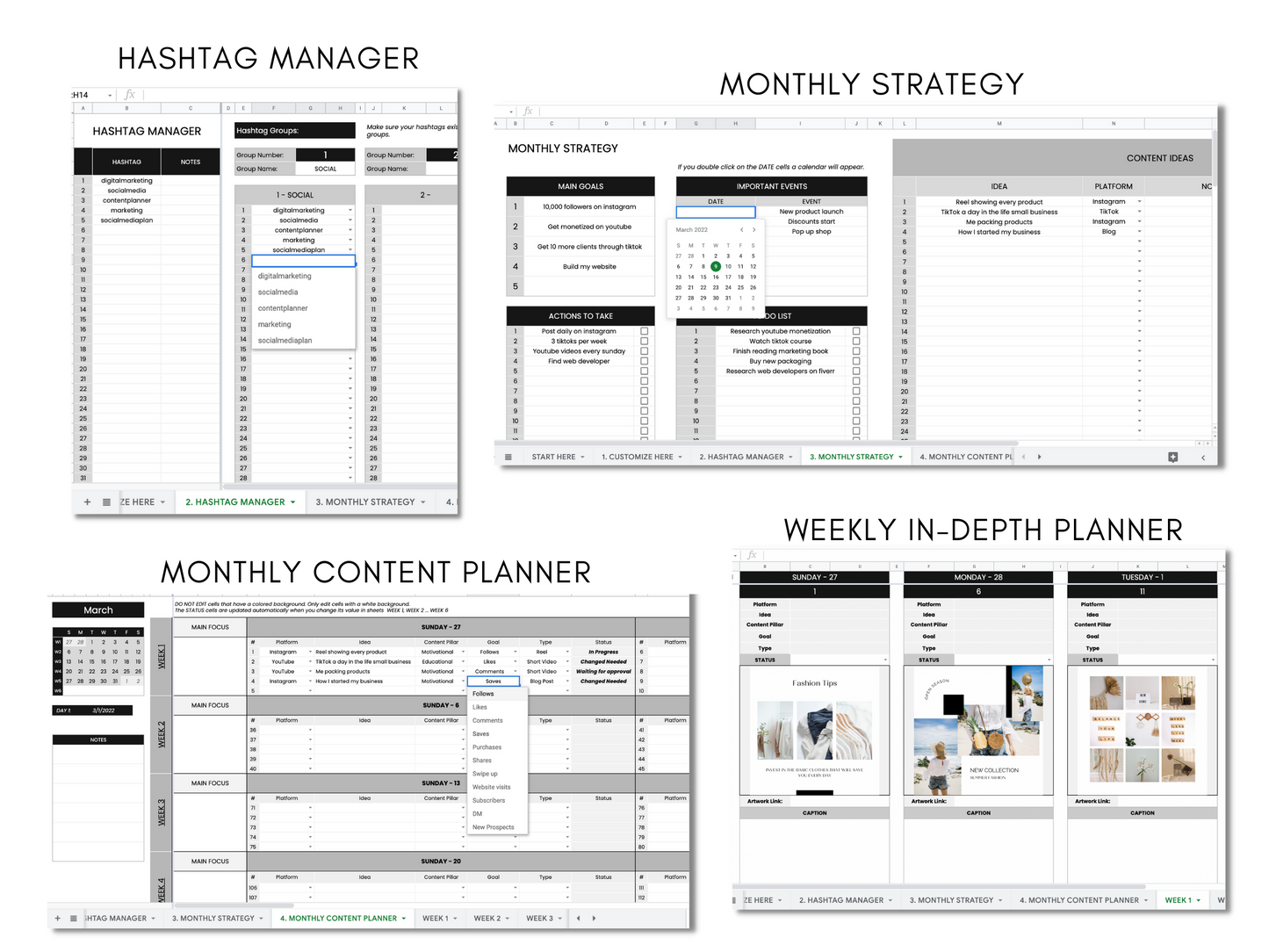 Monthly Social Media Content Planner - Black