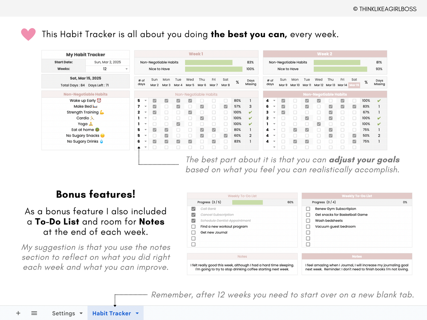 The Ultimate 12 Week Habit Tracker - V1 Pink