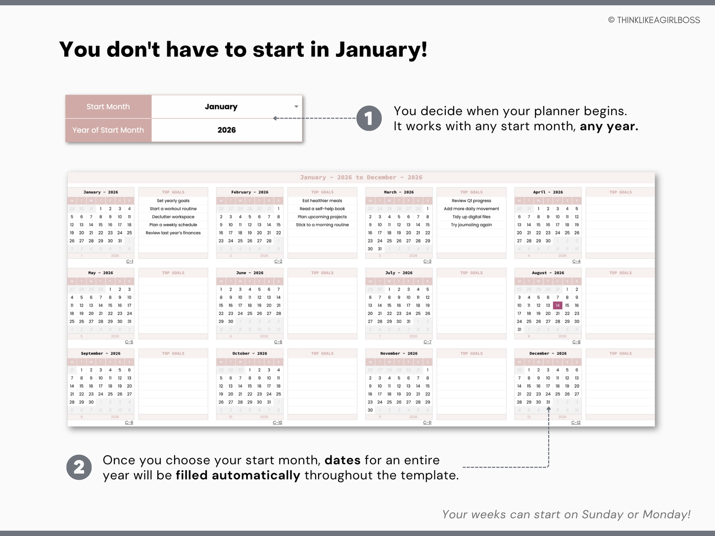 Digital Annual Planner - V1 Pink