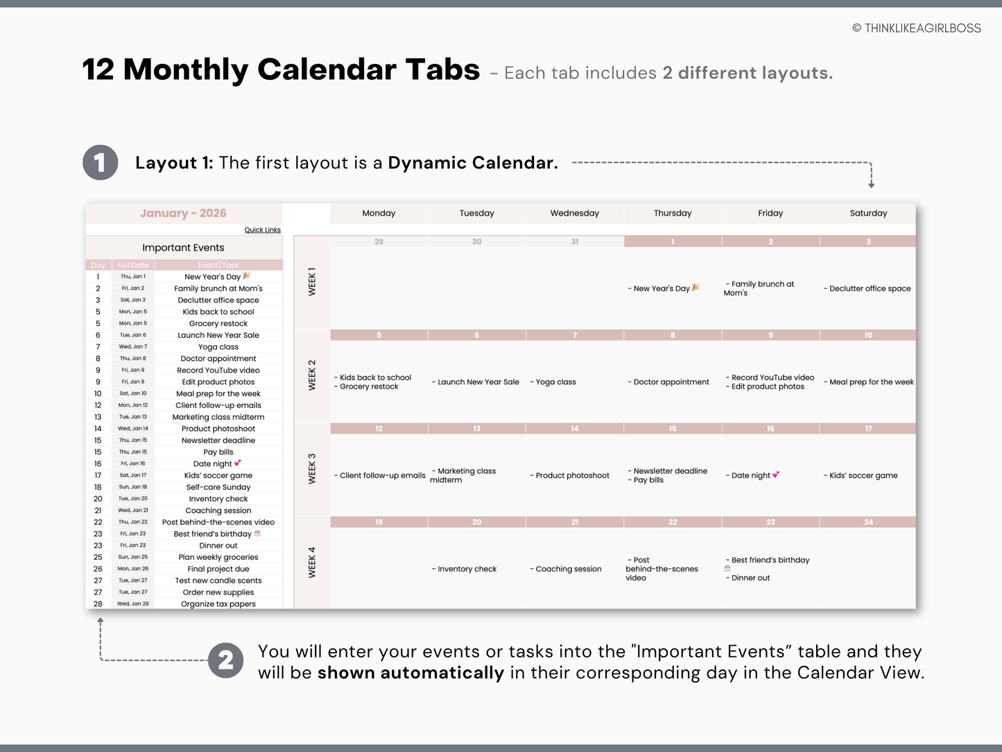 Digital Annual Planner - V1 Pink