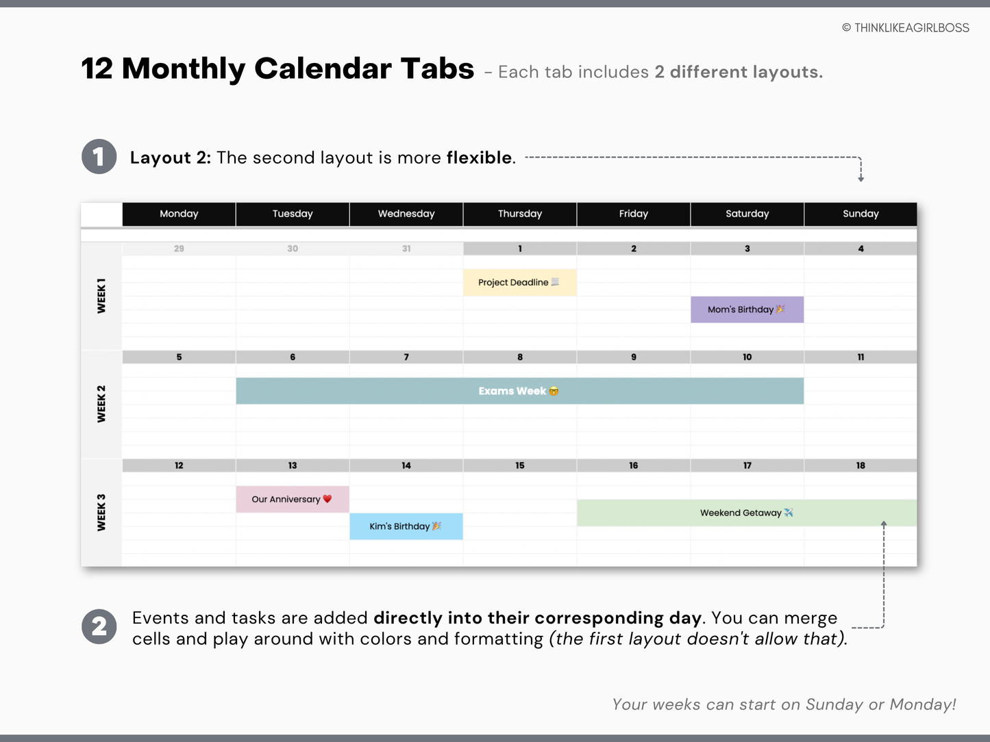 Digital Annual Planner - V1 Black and White