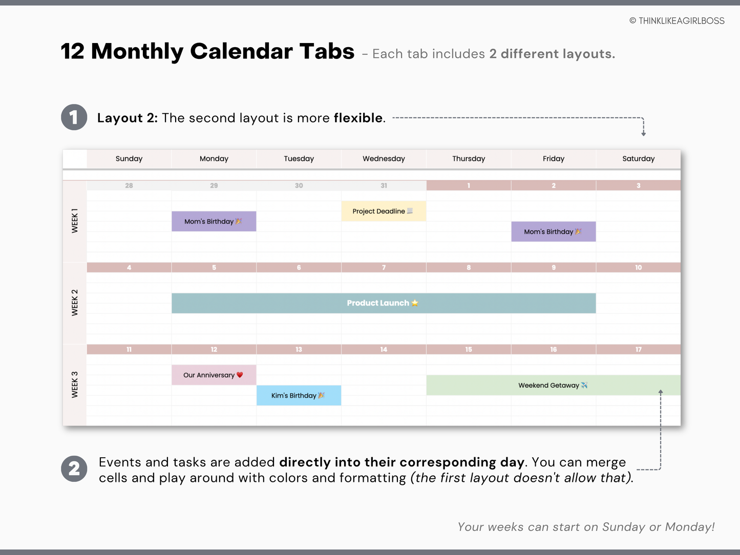 Digital Annual Planner - V1 Pink
