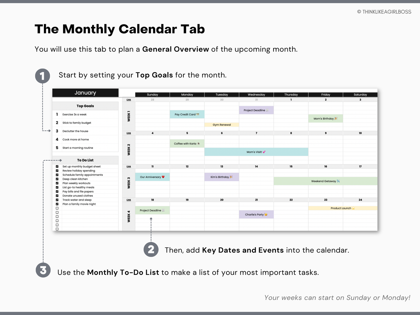 Monthly Planner - V1 Black & White