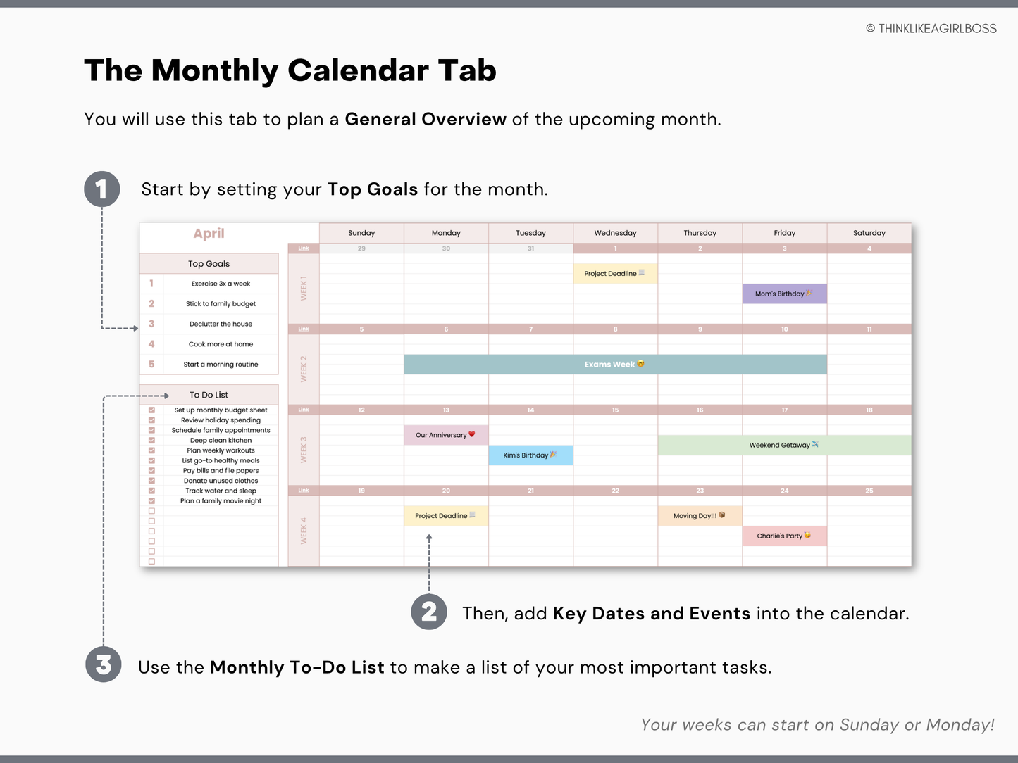 Monthly Planner - V1 Pink