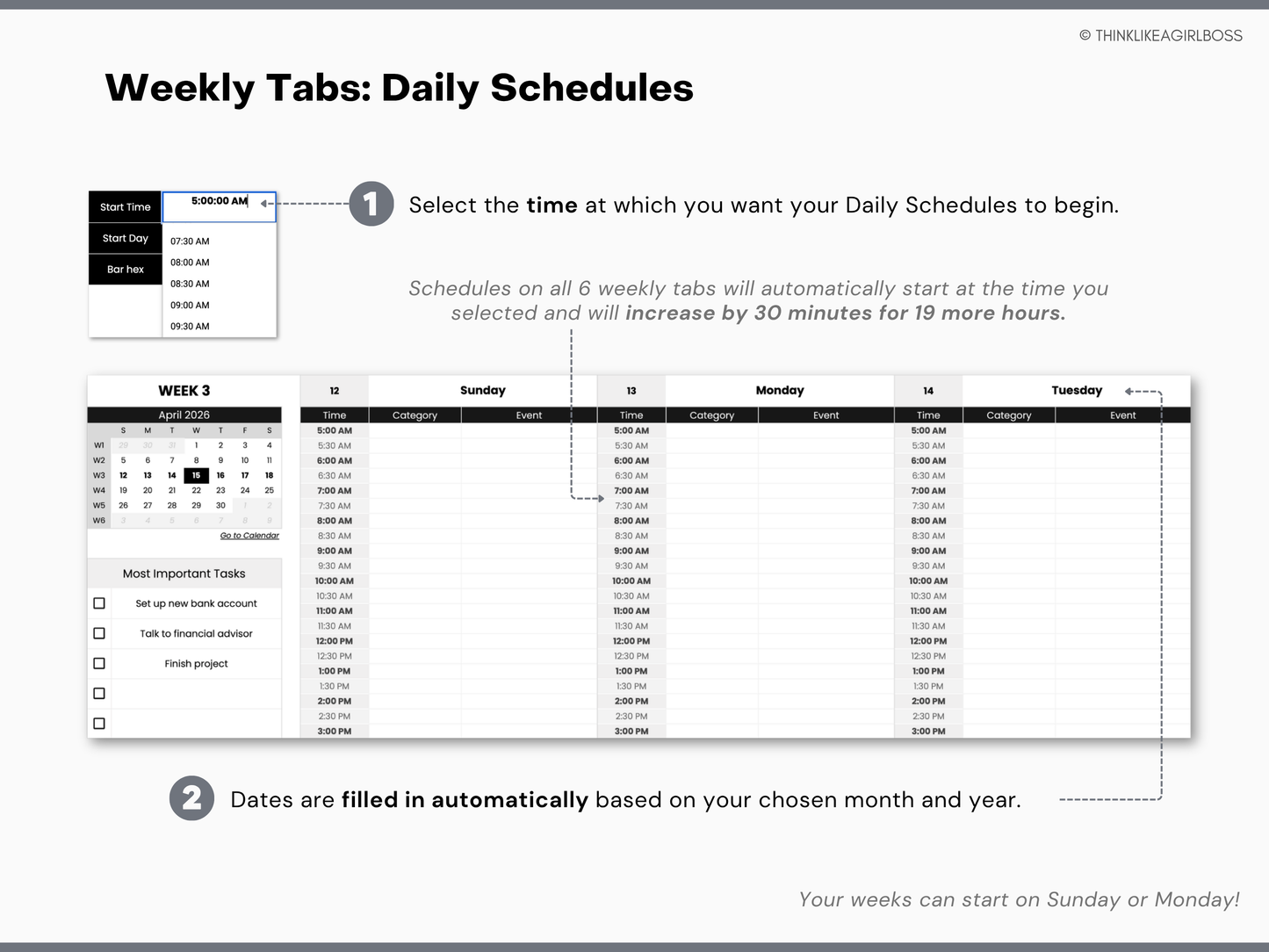Monthly Planner - V1 Black & White