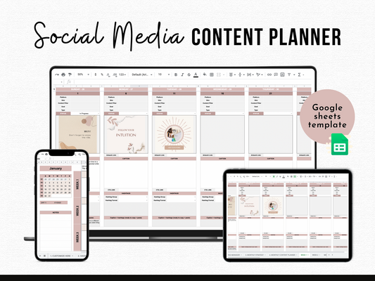 Monthly Social Media Content Planner - Pink