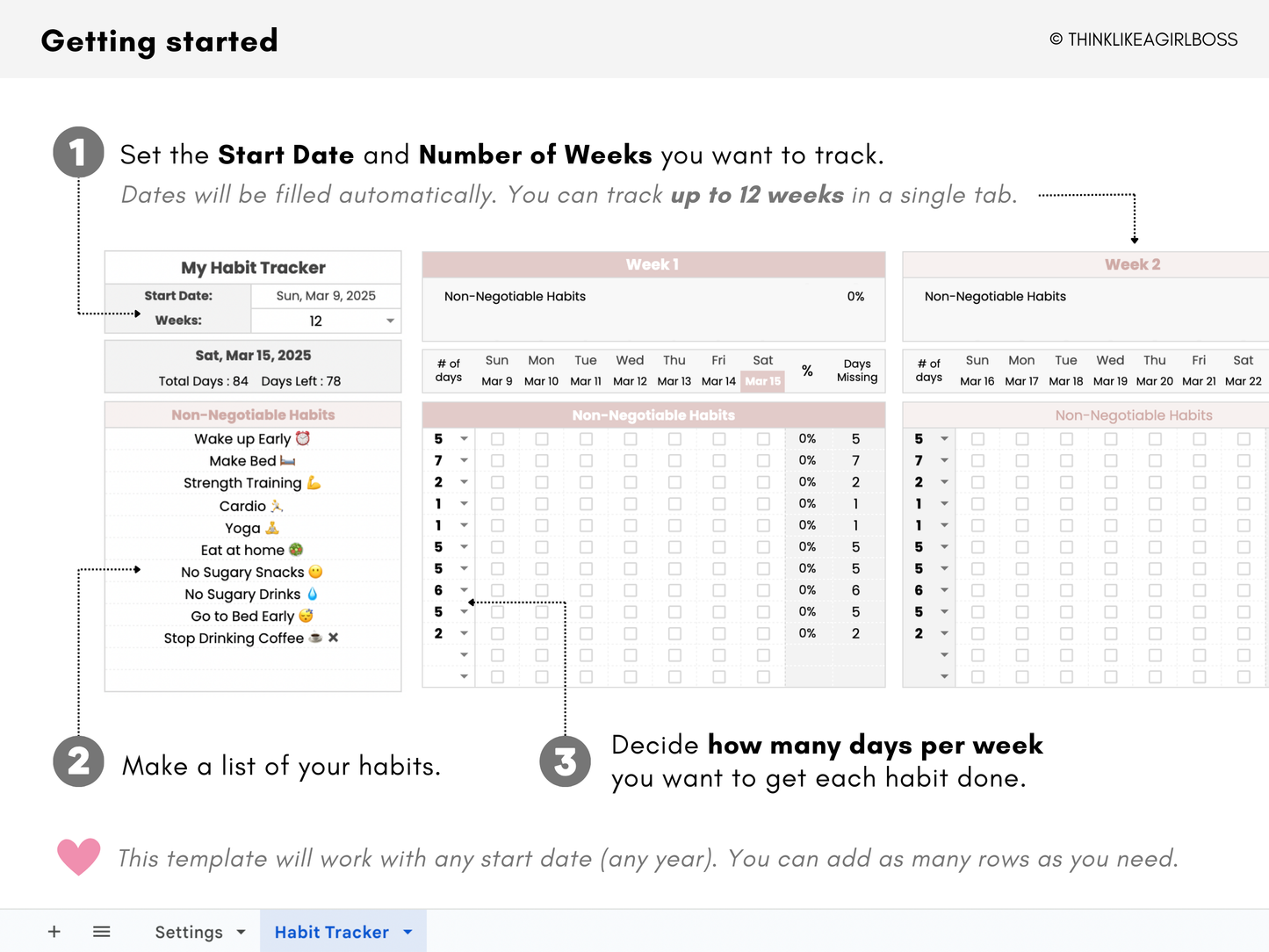 The Ultimate 12 Week Habit Tracker - V1 Pink