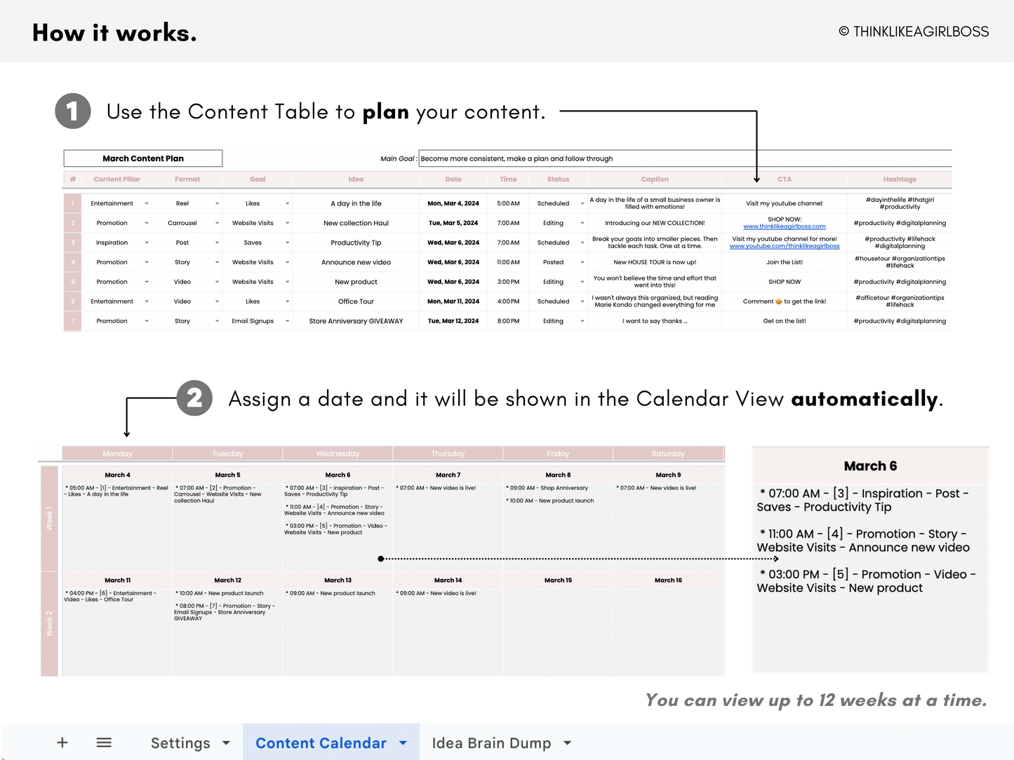 Simple Social Media Content Calendar - V1 Pink
