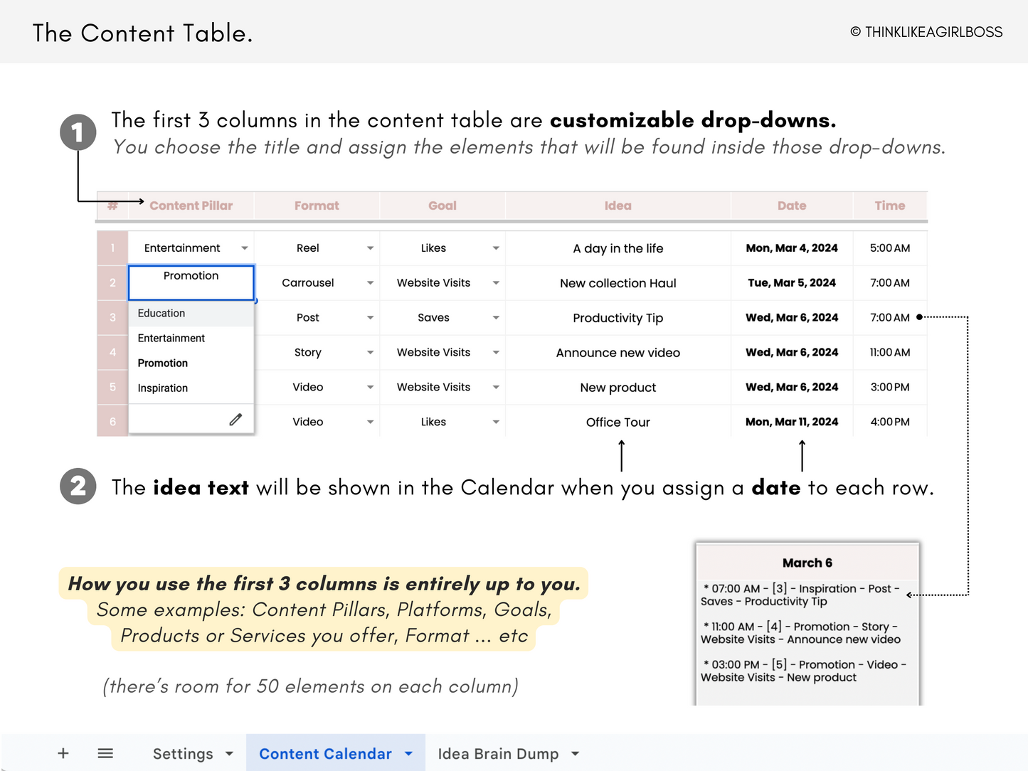 Simple Social Media Content Calendar - V1 Pink