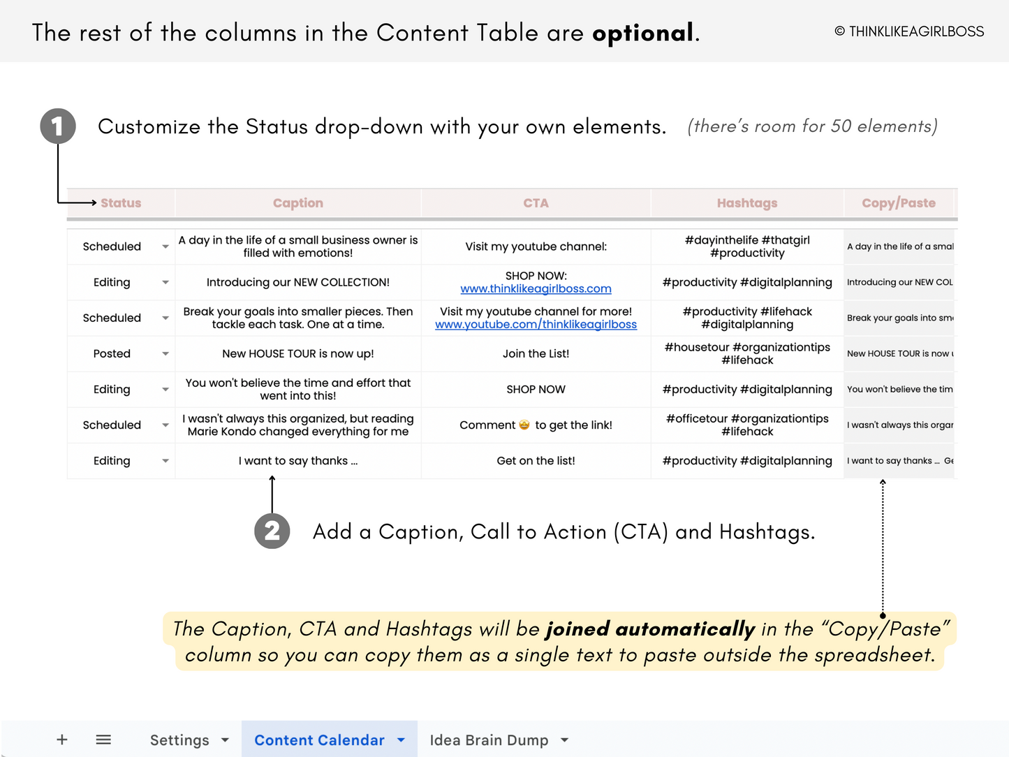 Simple Social Media Content Calendar - V1 Pink