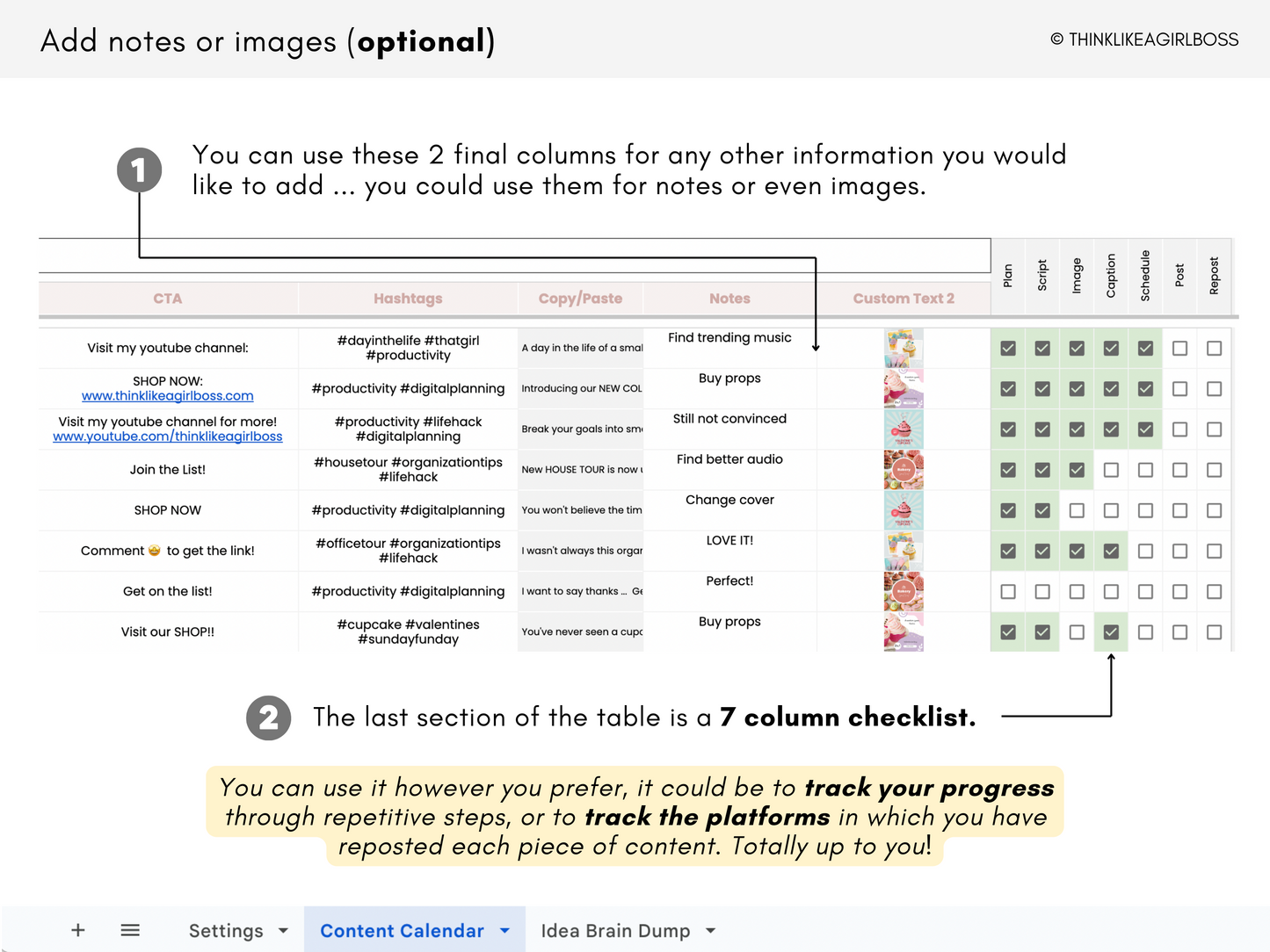 Simple Social Media Content Calendar - V1 Pink