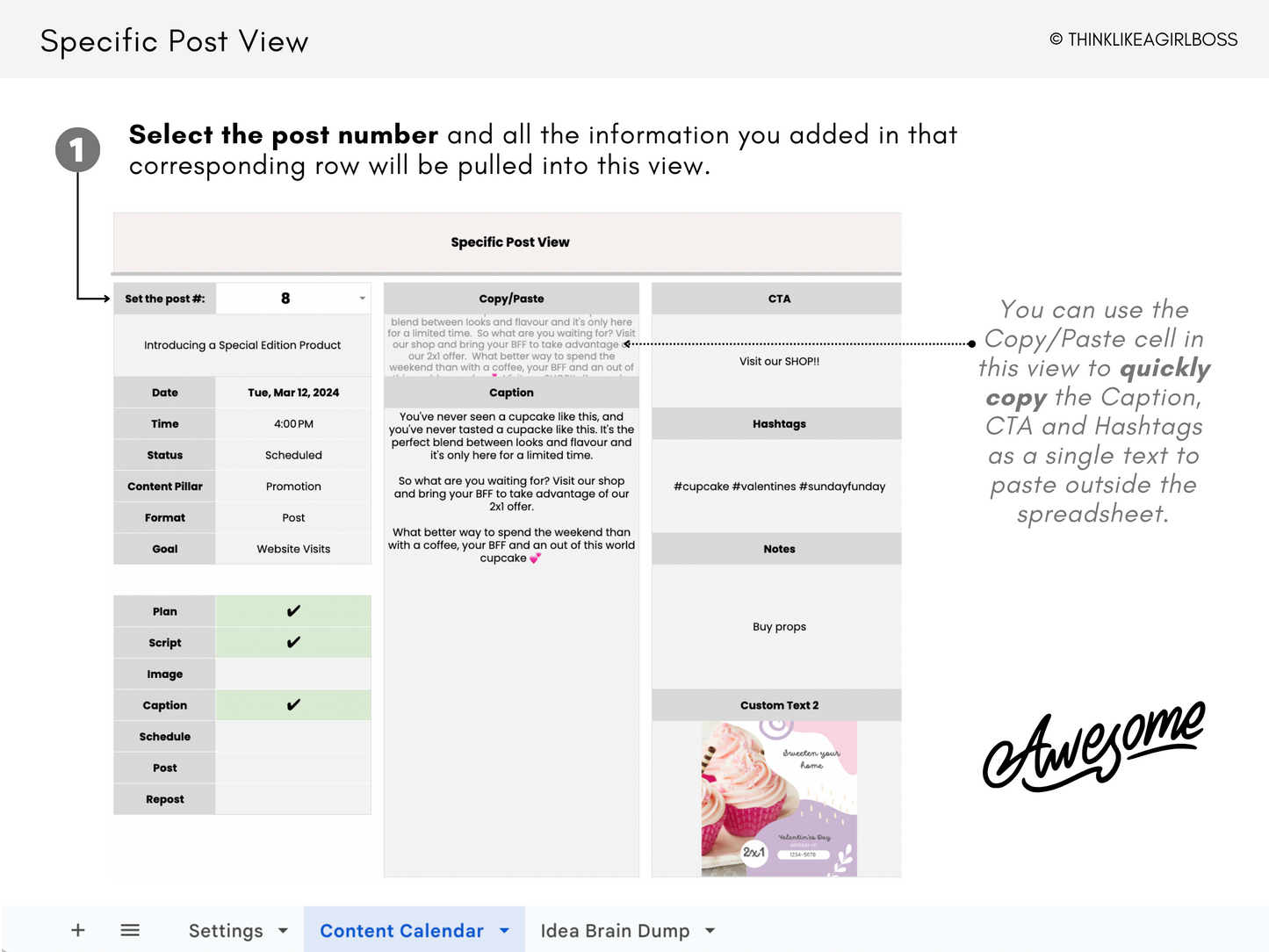 Simple Social Media Content Calendar - V1 Pink