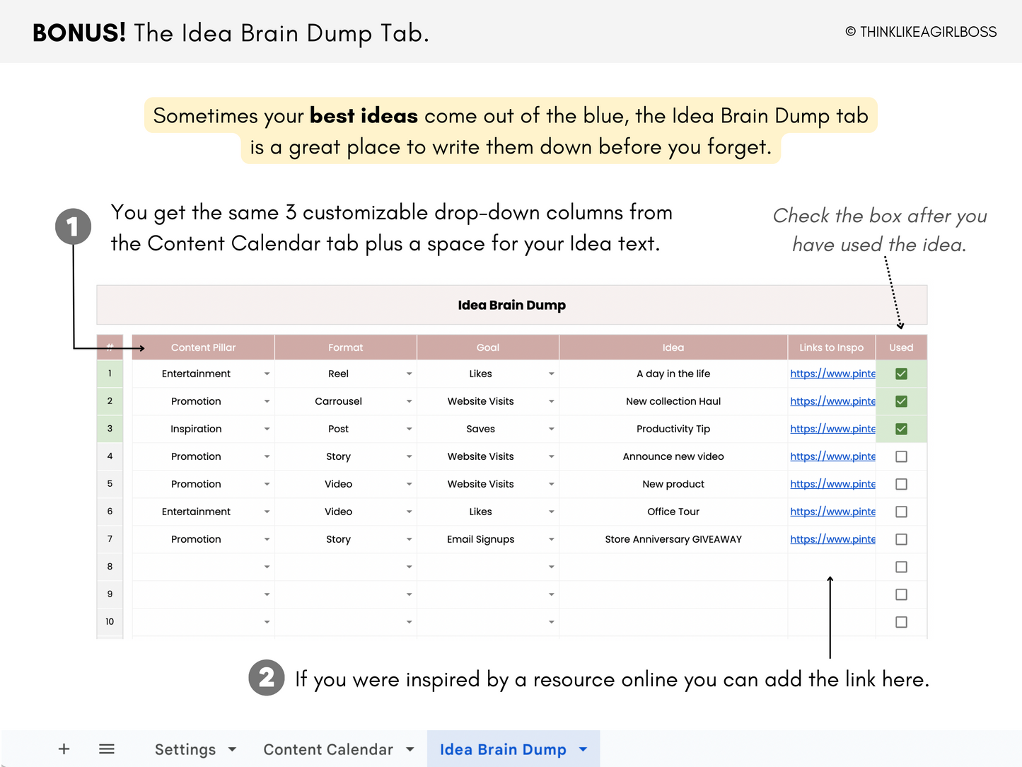Simple Social Media Content Calendar - V1 Pink